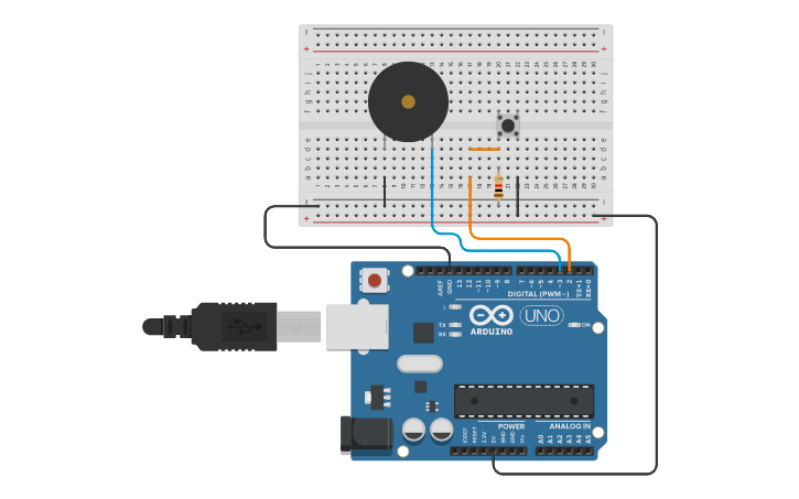 Circuit design timbre con melodia musical Ana 3ºA - Tinkercad