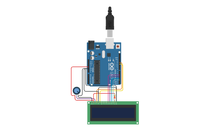 Lcd Display Without Arduino Circuit design LCD Display Circuit without Breadboard - Tinkercad