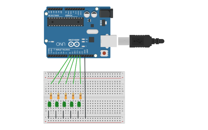 Multiple Leds Breadboards With Arduino In Tinkercad Images