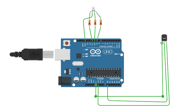 Circuit design temperature sensor | Tinkercad