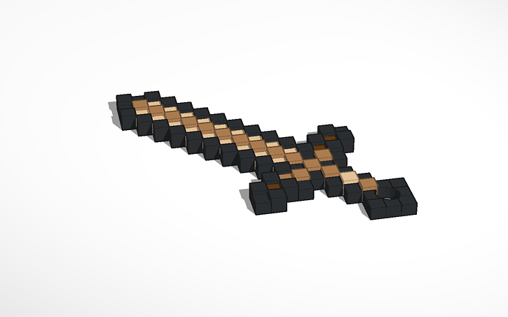 3d Design Minecraft Wooden Sword Keychain Tinkercad