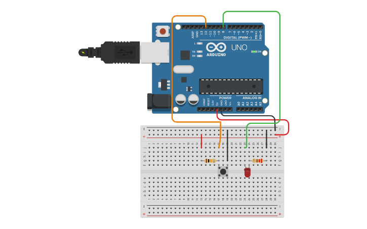 Circuit design Arduino _Pushbutton _ Example | Tinkercad
