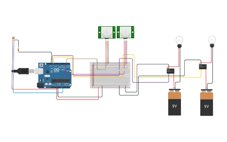 Circuit design Automatic Room Lighting System | Tinkercad