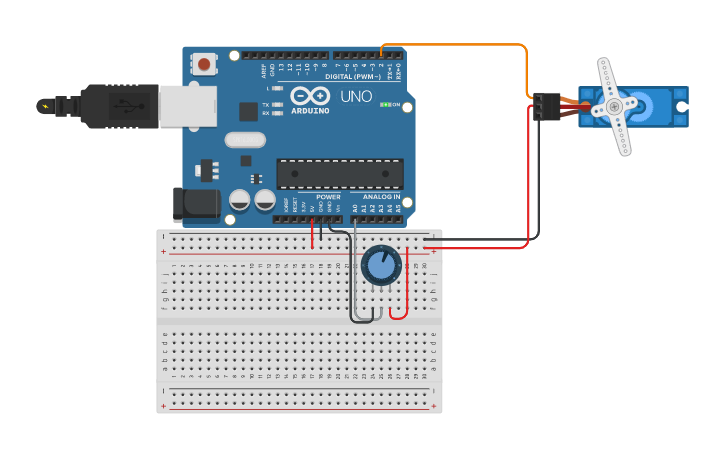 Circuit design Arduino con servomotor - Tinkercad
