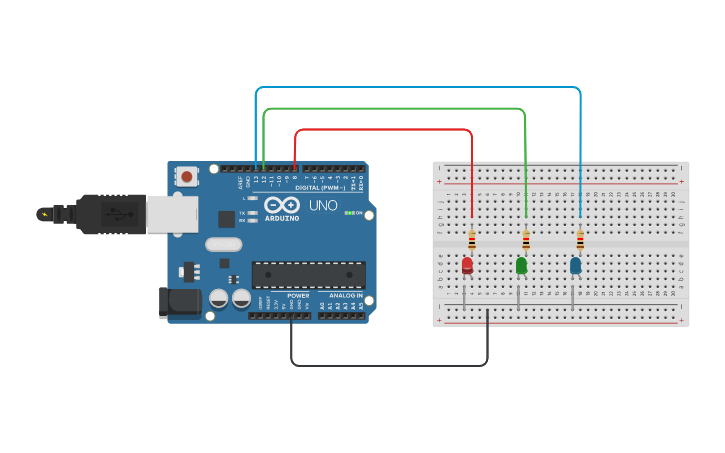 Circuit design Blinking Multiple LEDs - Tinkercad