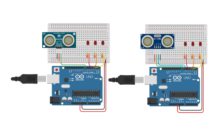 Circuit design Ultrasonic Distance Sensor | Tinkercad
