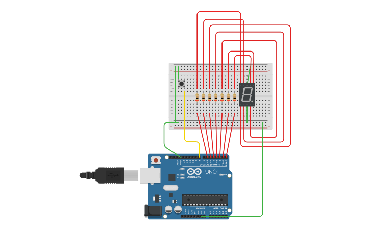 Circuit Design Ca3 Pushbutton And 7 Segment Display With Led Tinkercad 4218