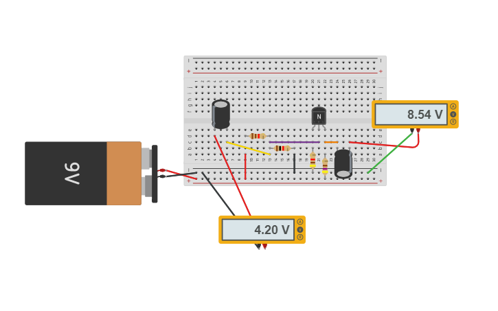 Circuit design Transistor amplifier - Tinkercad