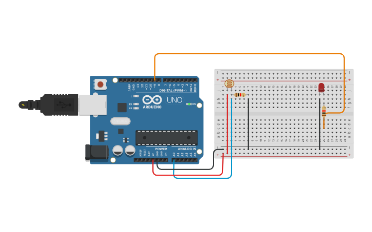 Circuit design photoresistor - Tinkercad
