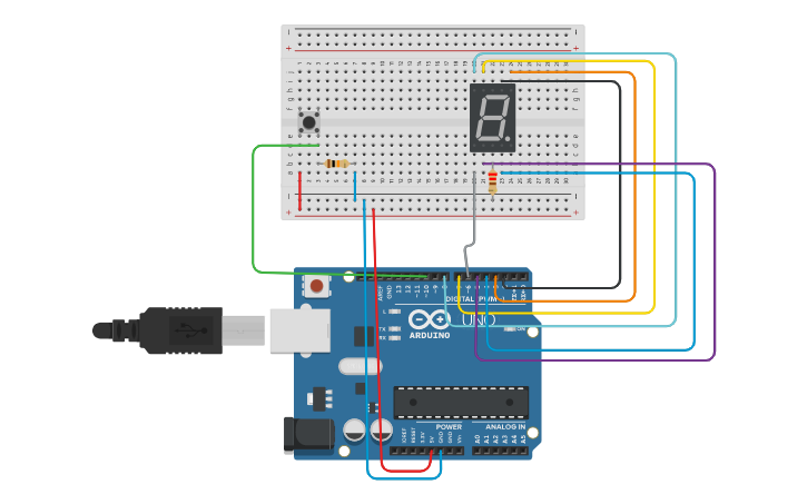 Circuit design DADO DISPLAY - Tinkercad