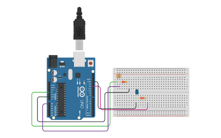 Circuit design LED LDR - Tinkercad