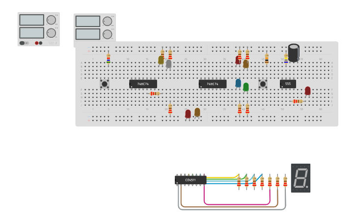 Circuit Design 4 Bit Binary Counter Using 74ls74 Tinkercad 8051