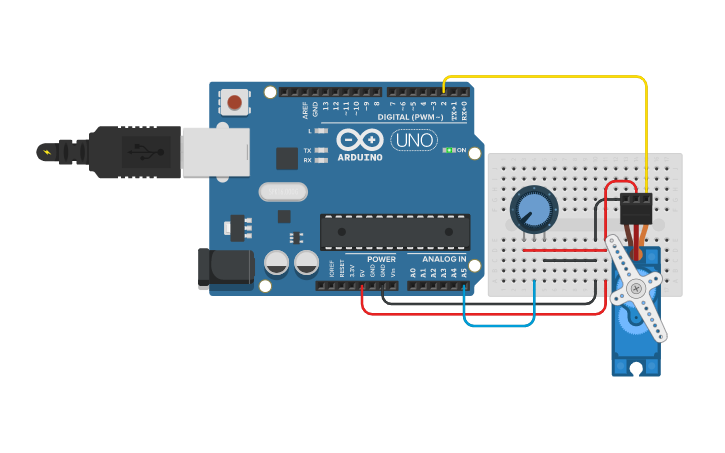 Circuit design Arduino-Servo-potenciómetro - Tinkercad