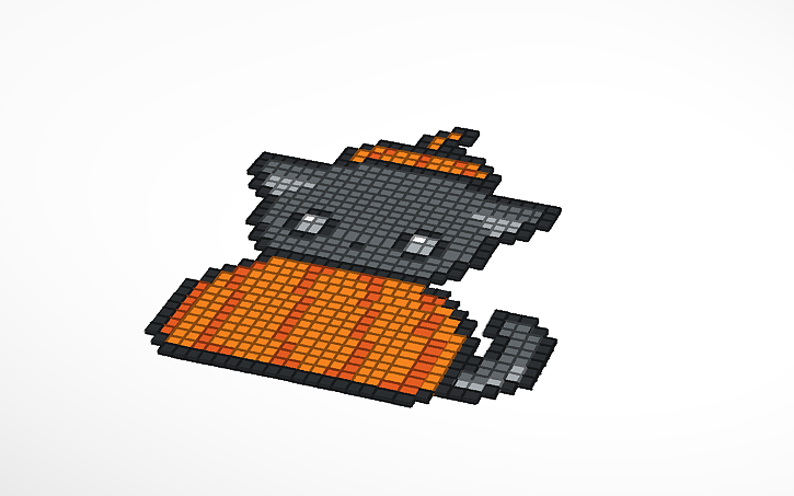 3D design Cat In A Pumpkin Pixel Art | Tinkercad