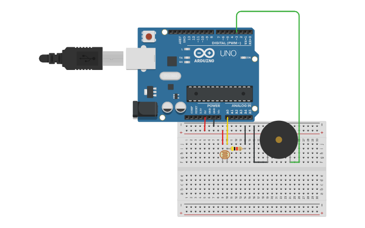 Circuit design Sensor de luz | Tinkercad