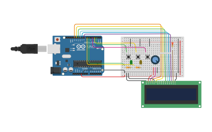 Circuit design LCD Counter Lab PartA | Tinkercad