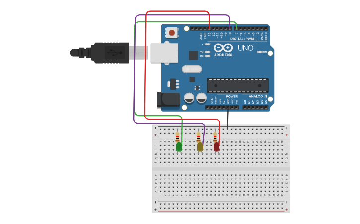 Circuit design SEMAFORO - Tinkercad