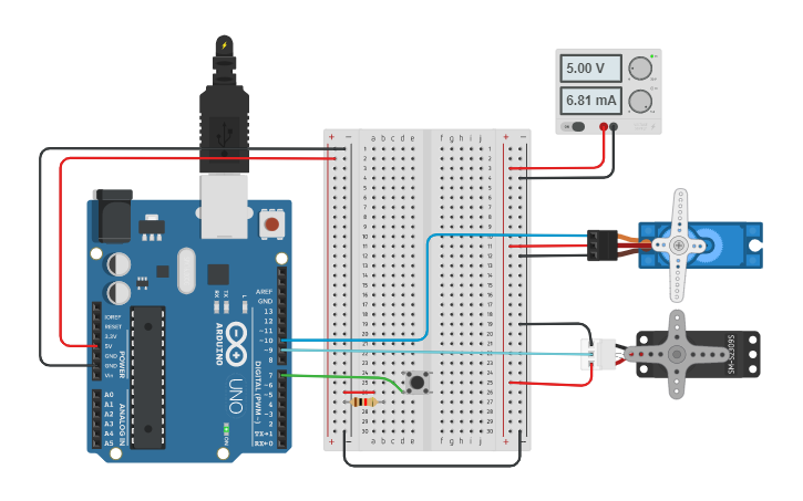 Circuit design Motores. Servos | Tinkercad