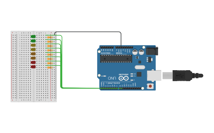Circuit design Multiple LEDs | Tinkercad