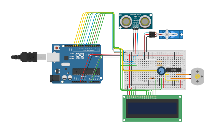 Circuit Design Pintu Otomatis Menggunakan Sensor Jarak Tinkercad 0804