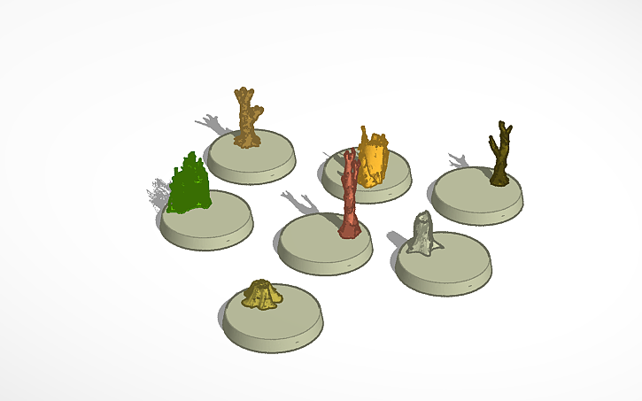 Endor Tree Line 3D design Endor Trees Bases 27mm Star Wars Legion - Tinkercad