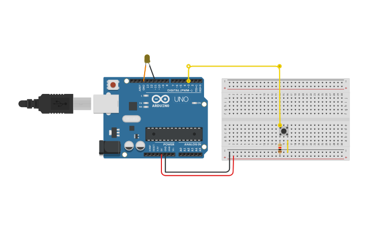 Circuit design ENCENDER UN LED CON UN PULSADOR - Tinkercad