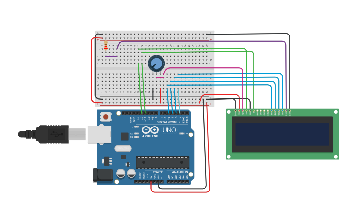 Circuit design LCD BASICO Arduino | Tinkercad