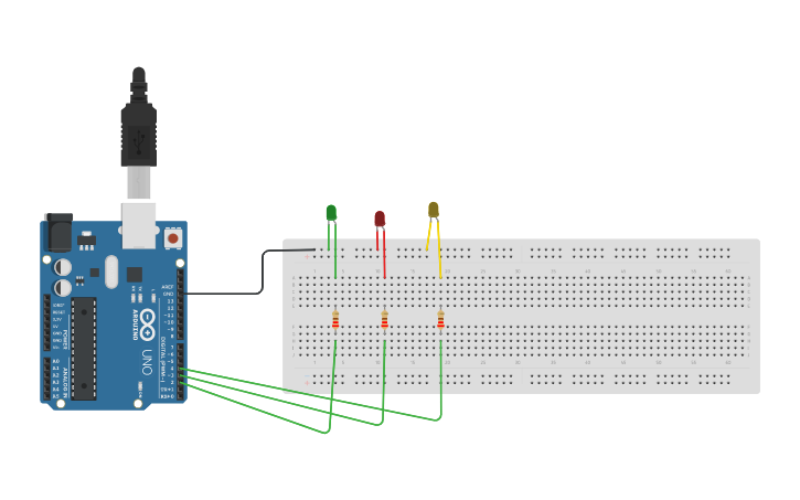 Circuit design traffic lights - Tinkercad