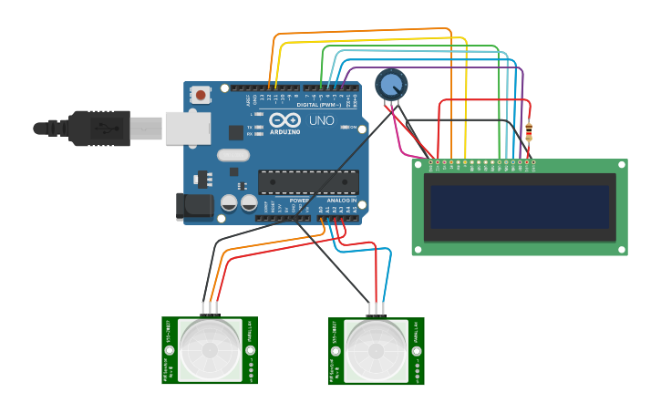 Circuit design People Counter - Tinkercad