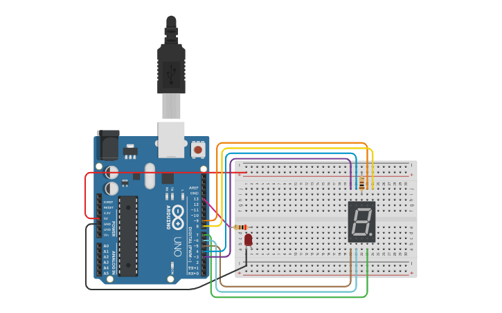Circuit design 7 Segment - Tinkercad