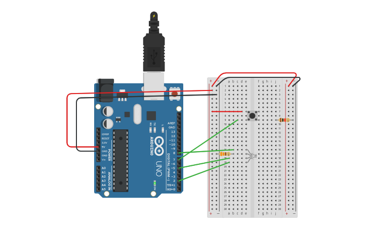 Circuit design Ejercicio LED RGB - BOTON Constanza Manriquez | Tinkercad