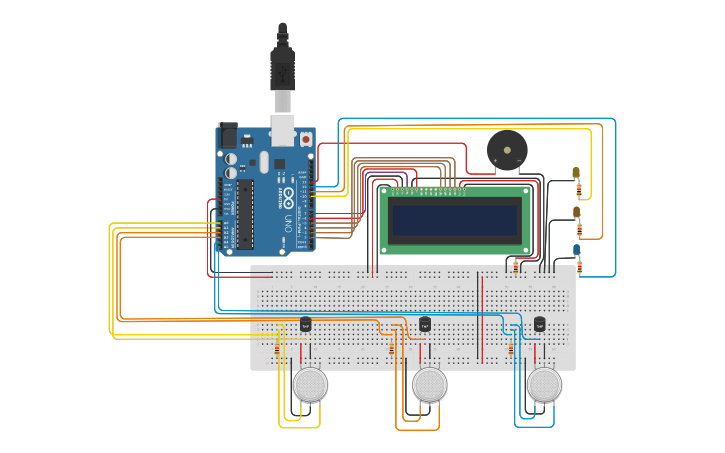 Circuit design Fire Alarm/Smoke Detector - Tinkercad