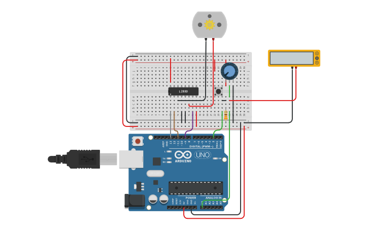 Circuit design Arduino Likströmsmotor 3a | Tinkercad