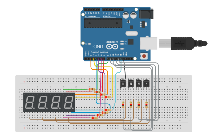 Circuit design reloj digital - Tinkercad