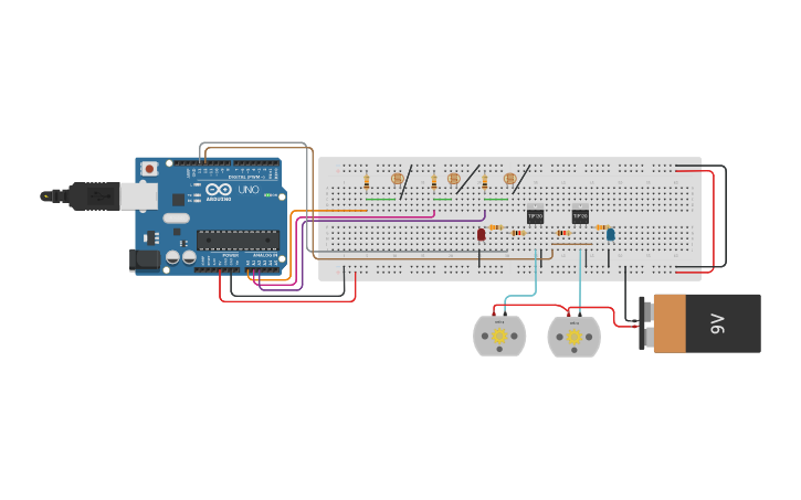 Circuit design line-following robot - Tinkercad