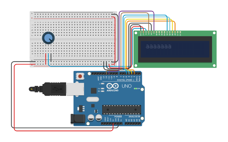 Circuit design LIQUID CRYSTAL SETCURSOR() | Tinkercad