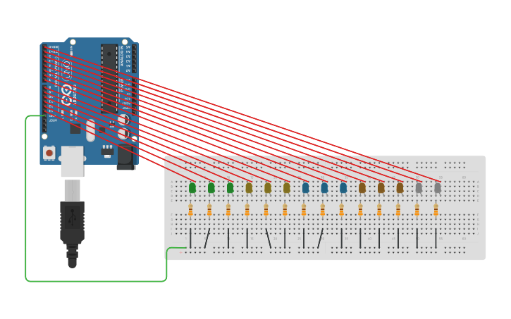 Circuit Design Secuencia De 14 Leds Tinkercad 4478