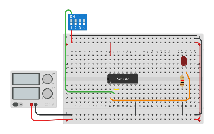 Circuit design NOT Gate using NOR Gate - Tinkercad