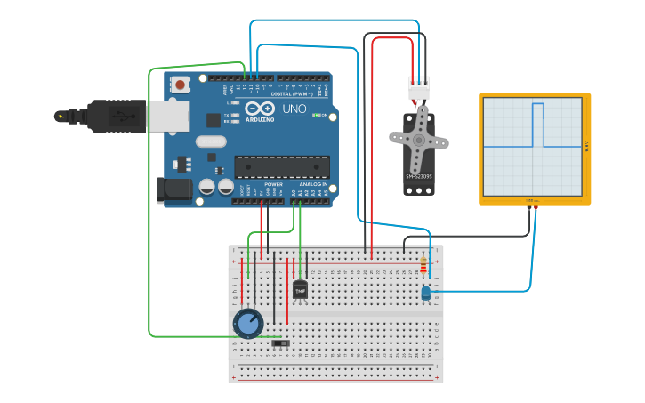 Circuit design Sensors and actuator with Arduino - Tinkercad