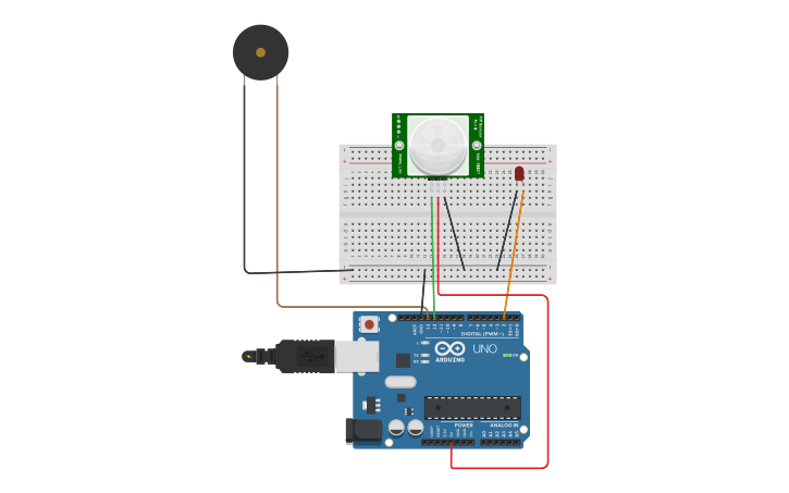 Circuit design PIR Sensor | Tinkercad