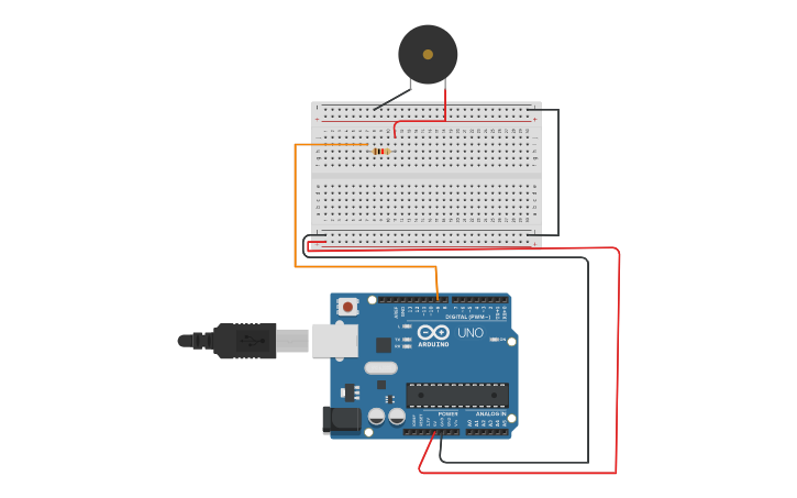 Circuit design Piezo Alarm | Tinkercad
