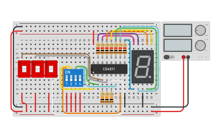 Circuit design 7 Segments - Tinkercad