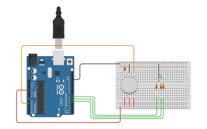 Circuit design Gas Sensor - Tinkercad