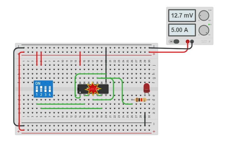 Circuit design AND using NOR | Tinkercad