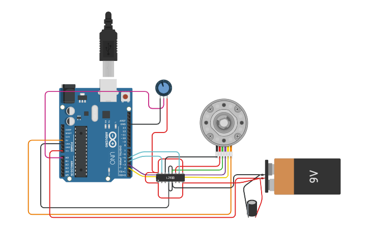 Circuit design l293d stepper motor driver arduino - Tinkercad