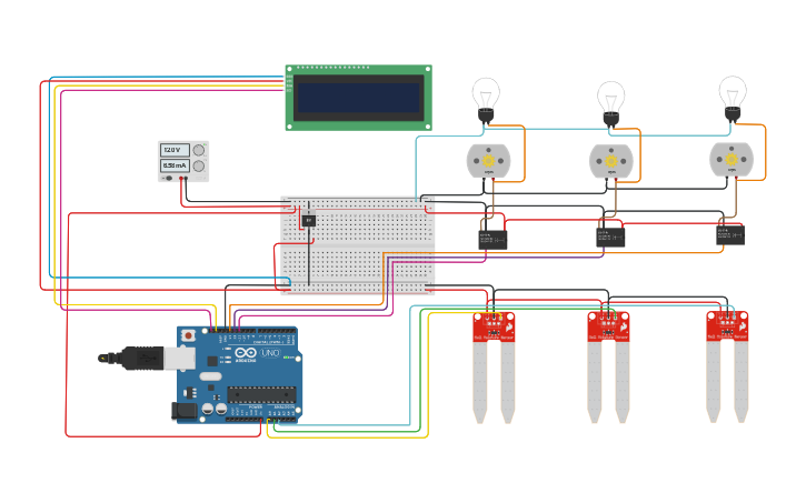 Circuit design Automated Plant Watering System - Tinkercad