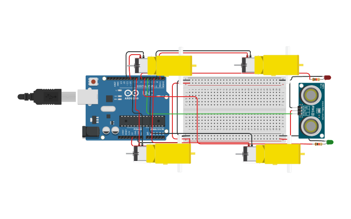 Circuit design робот на Arduino - Tinkercad