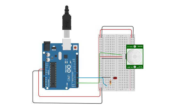 Circuit design PIR Sensor | Tinkercad