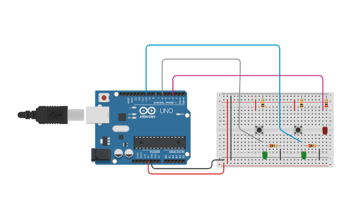 Circuit design XOR gate - Tinkercad