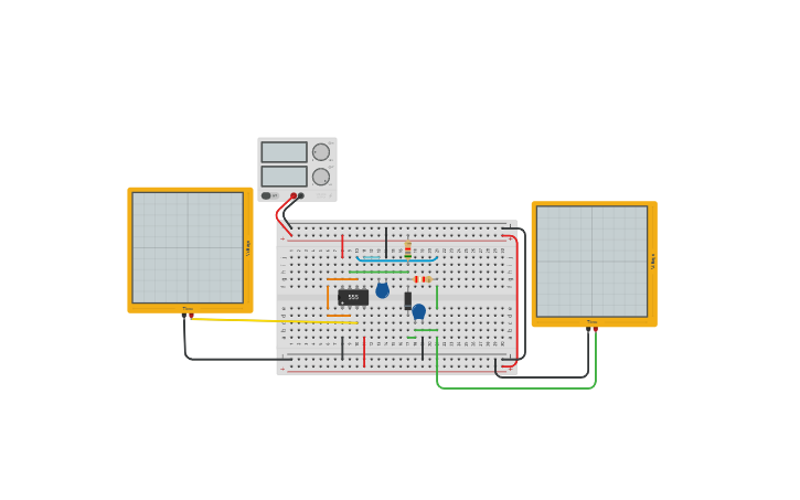 Circuit design astable multivibrator end sem | Tinkercad